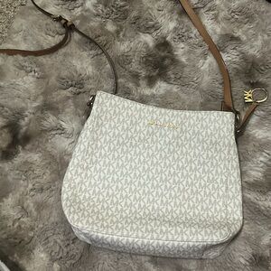 Michael Kors MK Logo Crossbody Bag in Cream and Tan